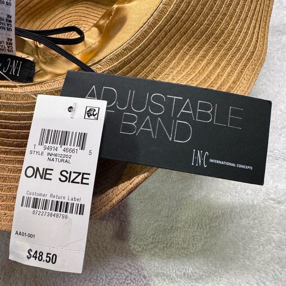 INC International Concepts Tan and Turquoise Blue Hat with Wide Brim NWT - Picture 5 of 6